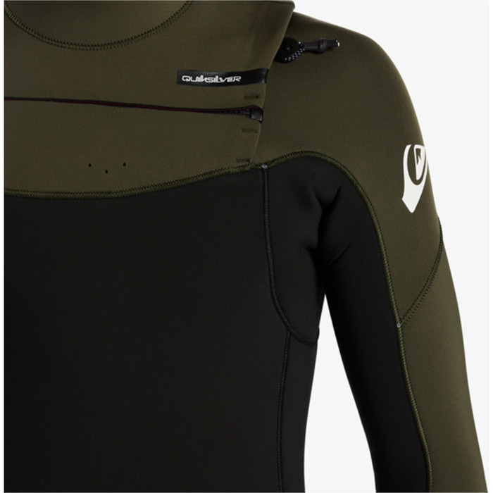 2024 Quiksilver Hombres Everyday Sessions 4/3mm Gbs Chest Zip Neopreno EQYW103201 - Black / Thyme